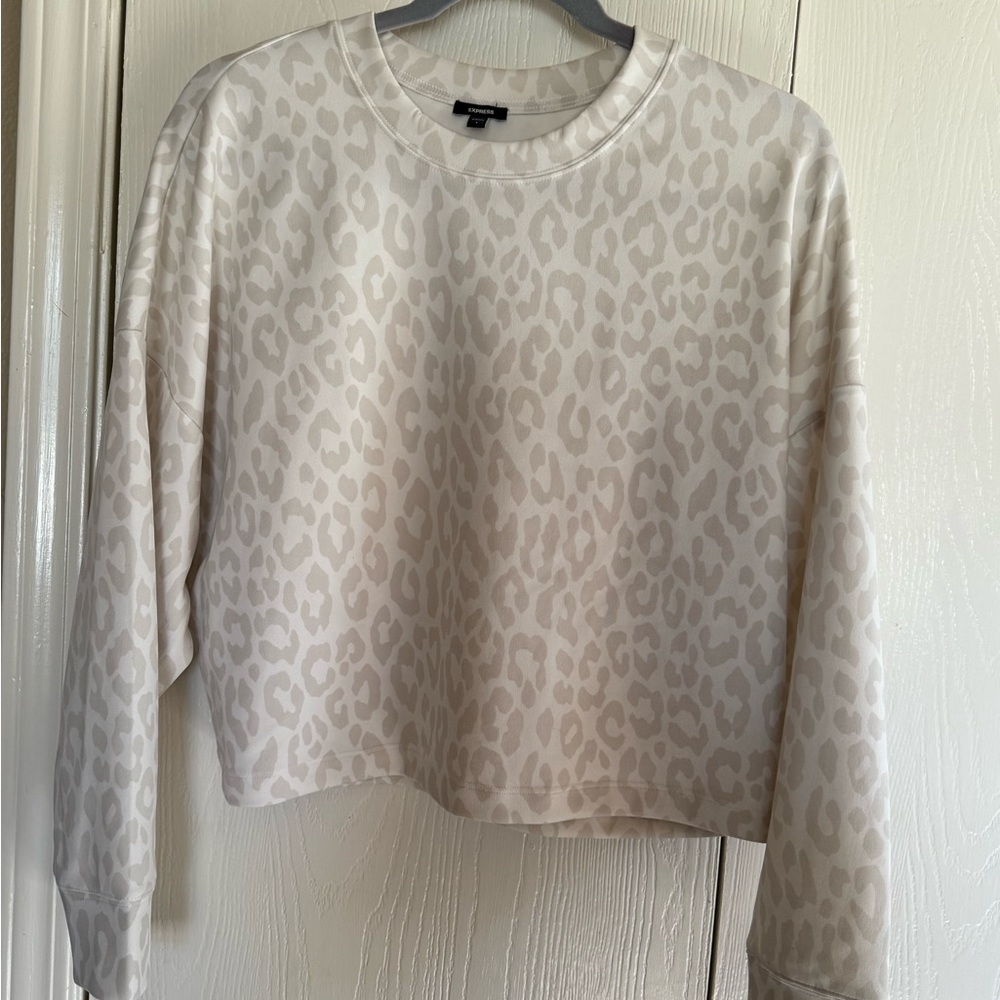Express Cream Leopard Print Sweatshirt
